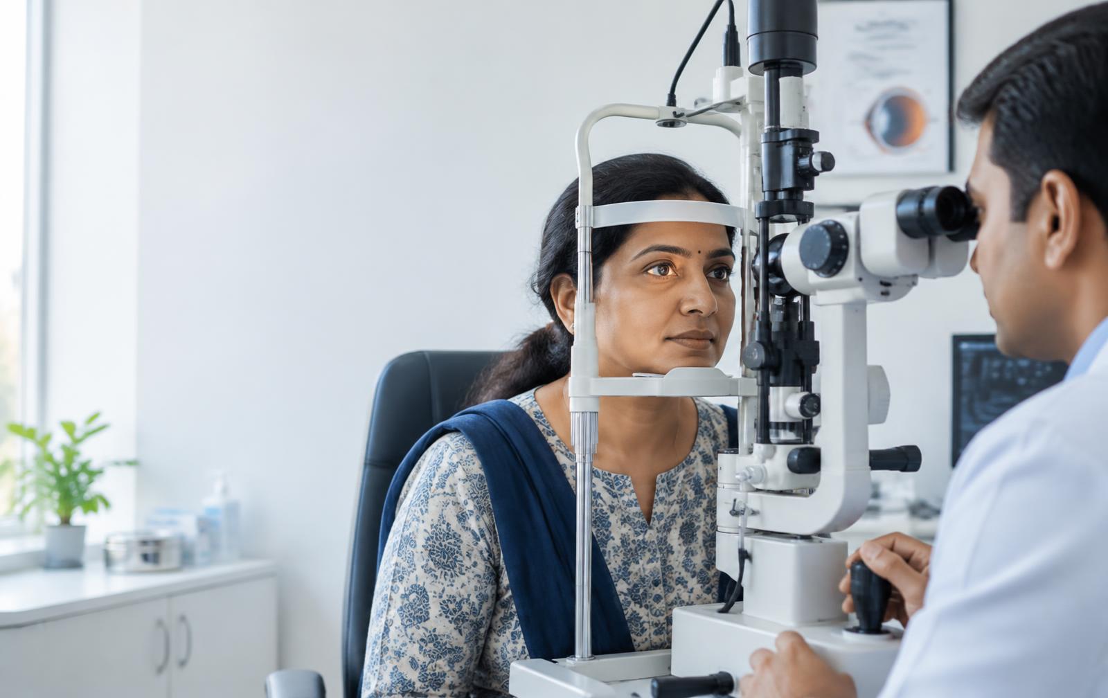 Patient receiving an eye examination